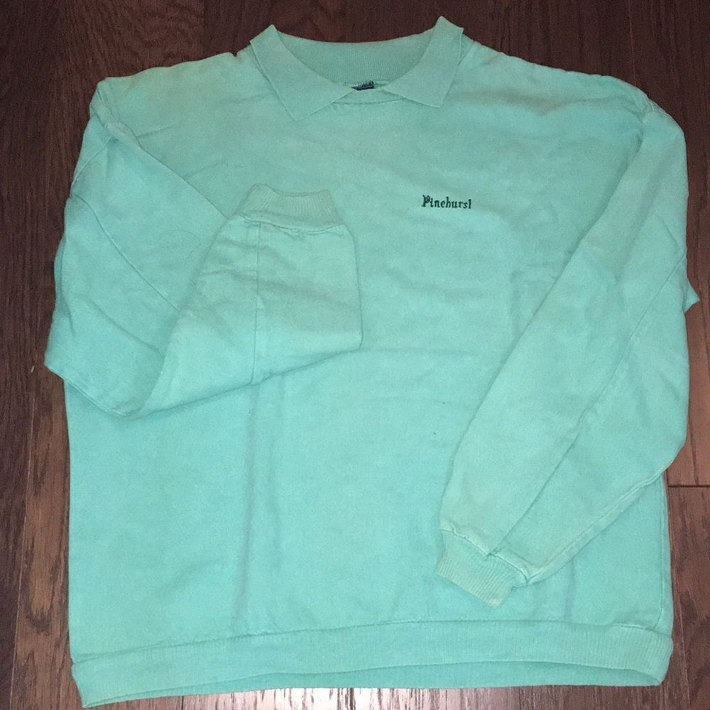 Vintage Pinehurst Green collared sweater sweatshirt retro Golf Shirt XL mens - Picture 3 of 5